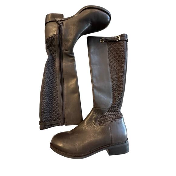 Cole Haan Women's Brown Stretch Rockland Tall Leather Riding Boots Size 7 - Picture 1 of 8